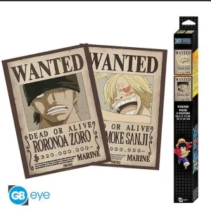 Set 2 Chibi Posters Wanted Zoro & Sanji One Piece 4 uds