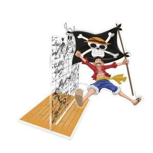 Sujetalibros de Acrilico Luffy con Su Bandera One Piece